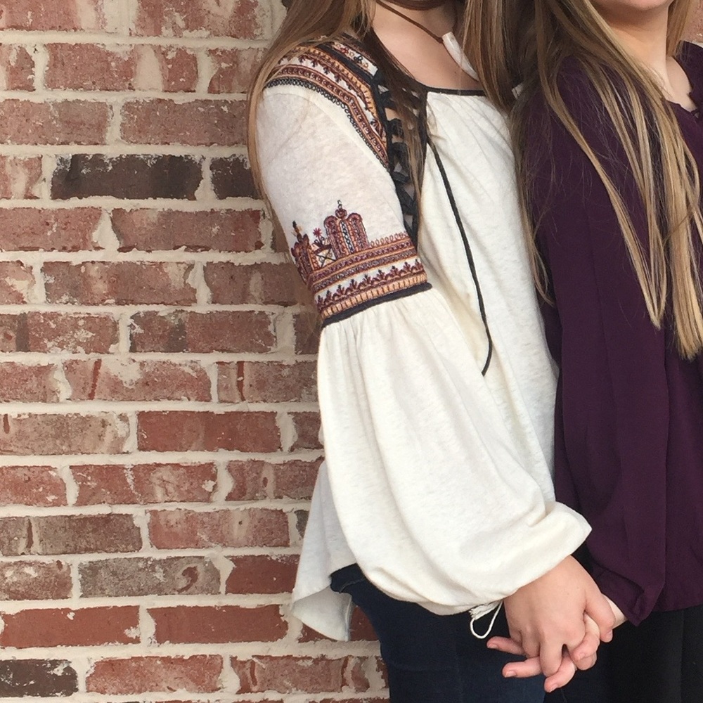 Bohemian Embroidered Cream Top